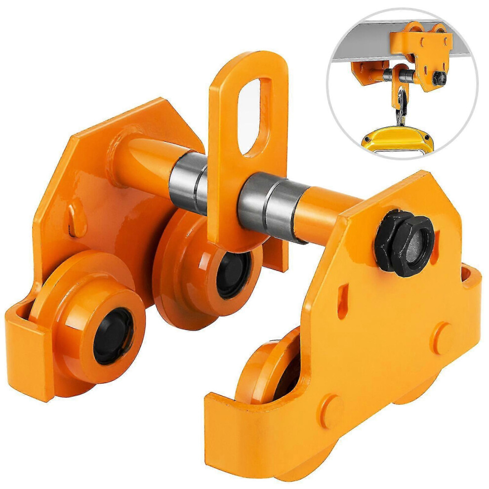 (As Show, One Size) 2 Ton Steel I-Beam Push Beam Trolley Track Roller Trolley For I Beam Gantry Crane Hoist Overhead Garage 6902676368214