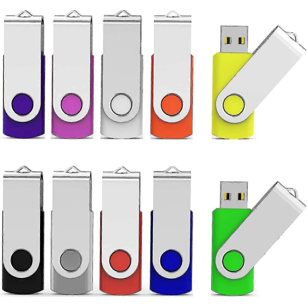 (As Show, One Size) 10Pcs 16Gb Flash Drive Pack, Usb Swivel Thumb Drive Bulk Usb Memory Stick Swivel Jump Drive For Data 5031614164746