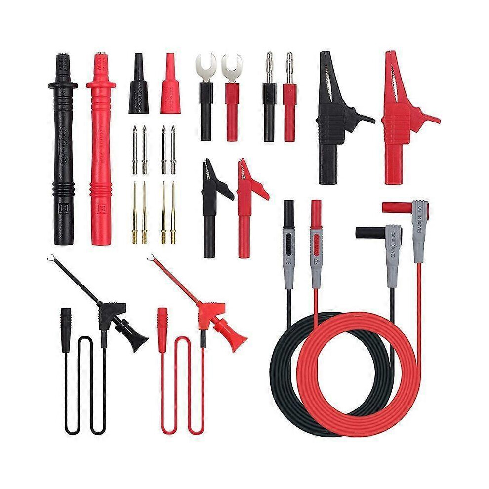(Black, One Size) Zihaisheng Multimeter Test Leads, 24Pcs Electrical Multimeter Test Leads With Alligator Clips, Test Probe, Spring Plug, Banana Plug 4631898207378