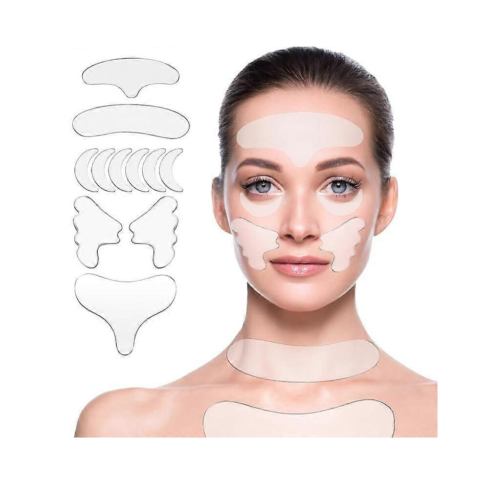 (As show, One size) 11PCS Forehead and Neck Wrinkle Patches, Reusable Silicone Patches, Face Lift, Anti-aging and Anti-wrinkle