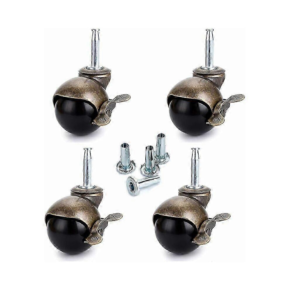 (As Show, One Size) 8 Pcs 40Mm Stem Swivel Casters Furniture Caster With Brake Nylon Caster For Office Chair Sofa Bed Sofa Load Capacity 25Kg Per Cast 4631898245097