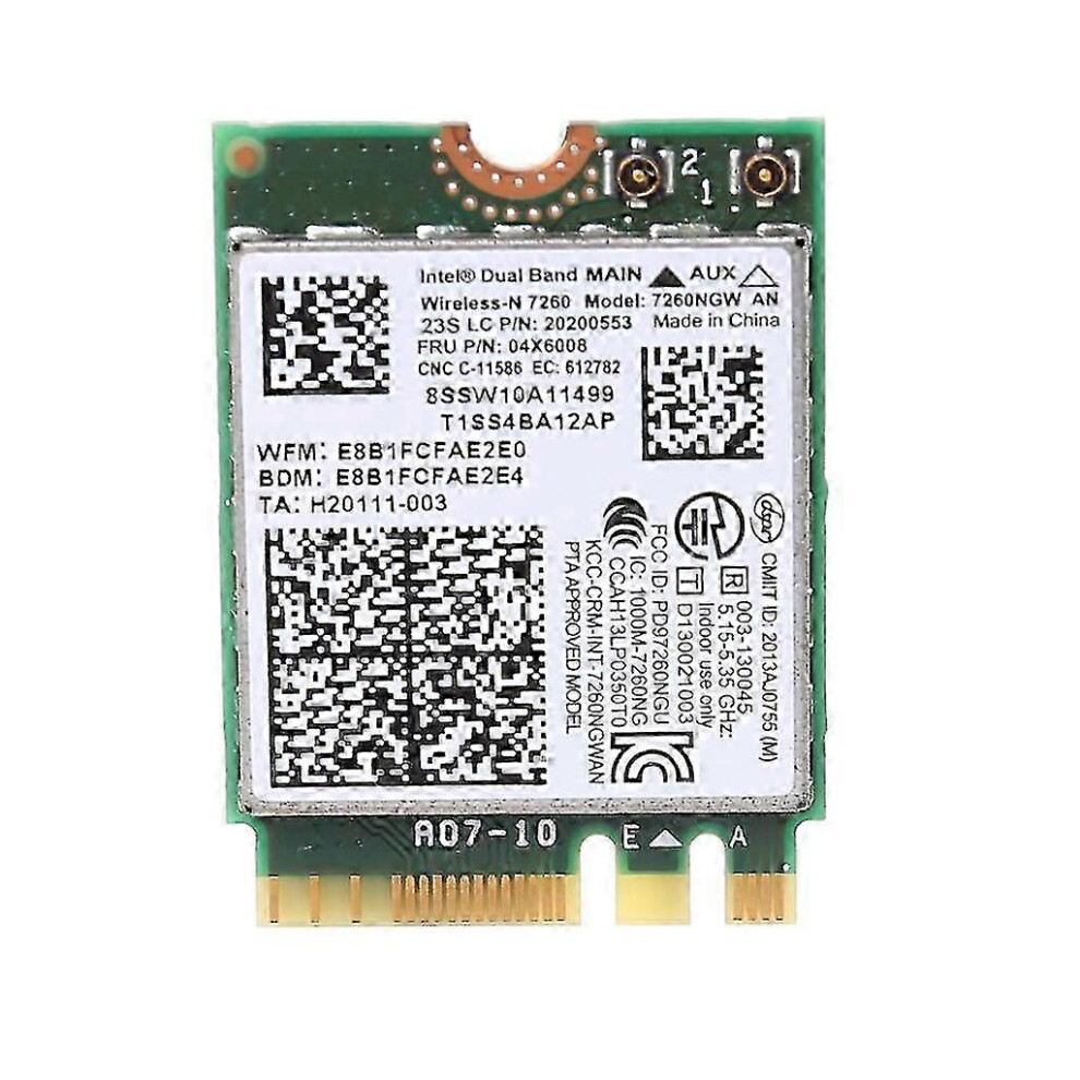 (As Show, One Size) Dual Band Wireless Card For Intel 7260 7260Ngw An Mini Pci-E 2.4G/5Ghz Wlan Wifi 4631898218213