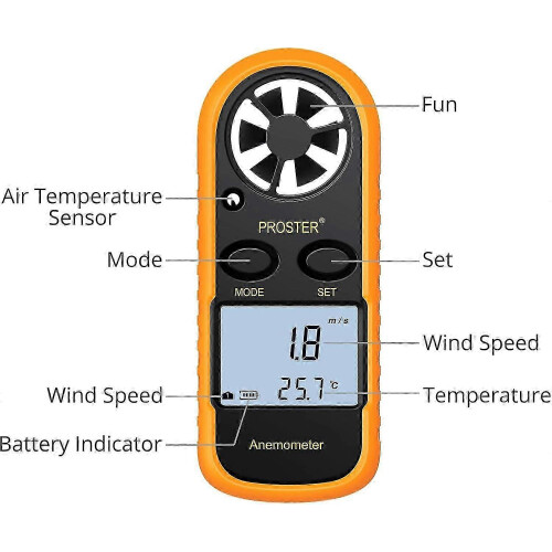 (As show, One size) LCD Anemometer - Wind Speed Meter with Backlight 1