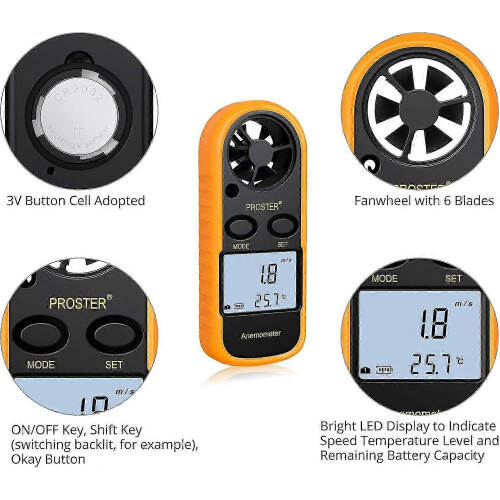 (As show, One size) LCD Anemometer - Wind Speed Meter with Backlight 2