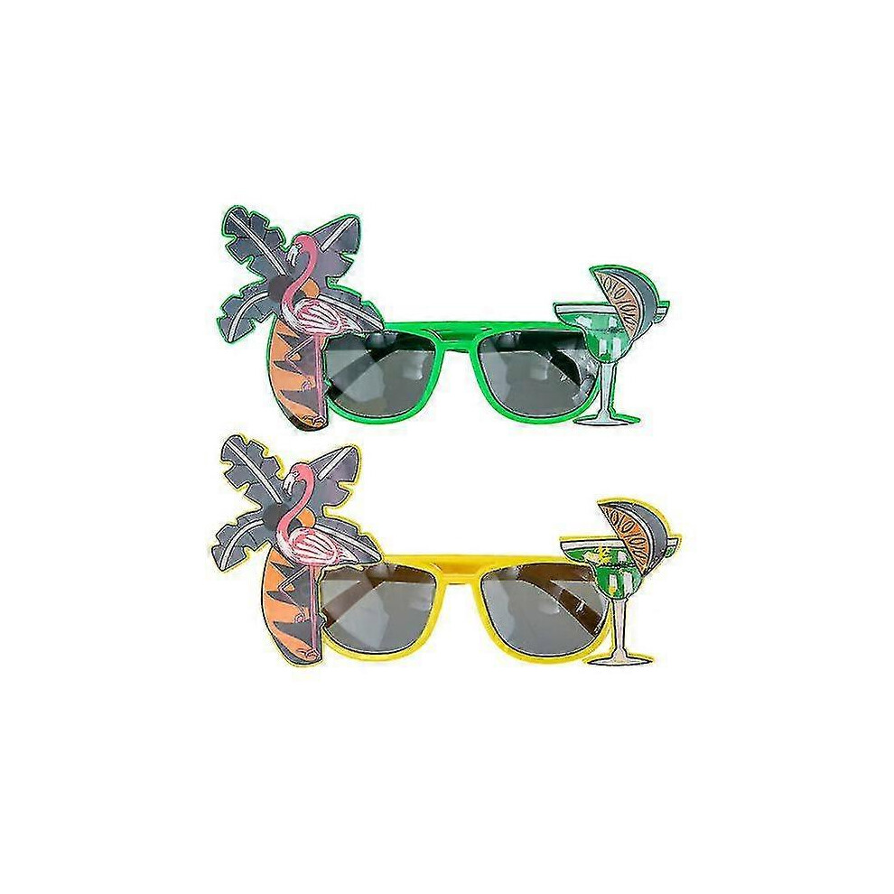(As show, One size) 2pcs Hawaiian Style Glasses Beach Style Eyewares Festival Party Supplies-image-OPC-PHJFZK6-NEW