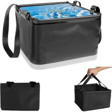 (As show, One size) Outdoor Collapsible Bowl - 15 Liters (Black) Durable Tarpaulin Material