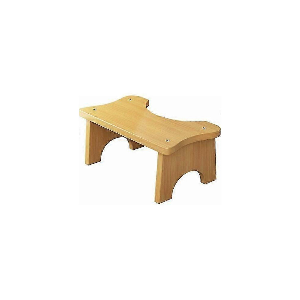 (As show, One size) Bamboo Toilet Stool - Simple C-Shaped Design for Comfortable Bathroom Use