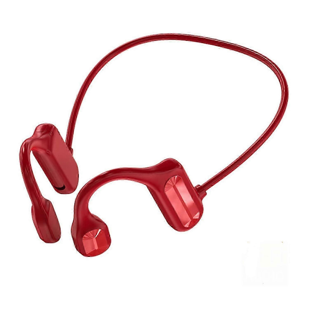 (As show, One size) Red Bone Conduction Headphones Bluetooth Wireless Waterproof