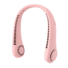 (Pink) Neck fan USB charging lazy outdoor portable silent turbine neck bladeless mini fan