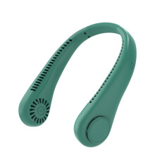 (dark green) Neck fan USB charging lazy outdoor portable silent turbine neck bladeless mini fan