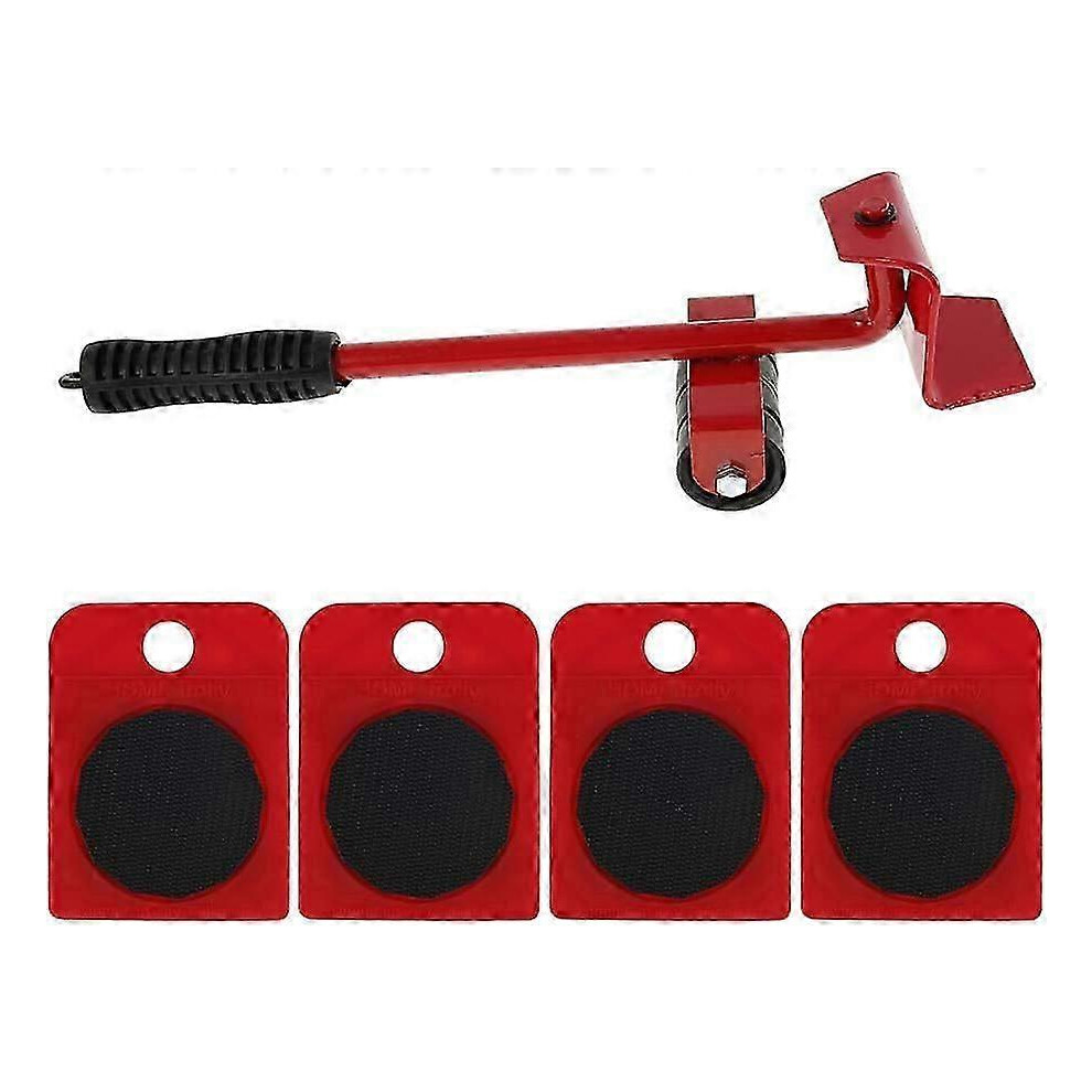 (As Show, One Size) 5Pcs Effortless Heavy Furniture Mover Furniture Moving Kit Rolling Furniture Mover With Lift Rod And Casters Maximum Load 150Kg (R Red 4633396559911