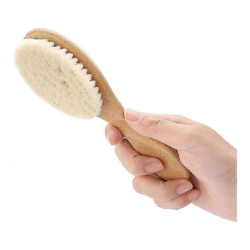 (As Show, One Size) Goat Hair Beard Brush Baby Hair Brush Vintage Oil Head Brush With Anti-Static Bristles Scalp Massage Oval Comb For Men Women Kids 4633396551670