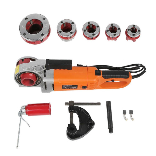 (As show, One size) Portable Handheld Electric Pipe Threader Threading Machine With 6 Dies 2
