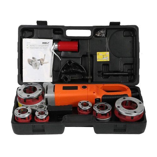 (As show, One size) Portable Handheld Electric Pipe Threader Threading Machine With 6 Dies