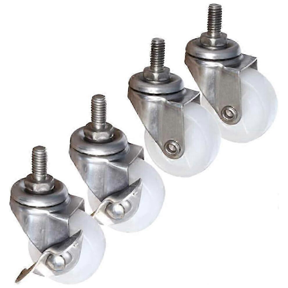 (As Show, One Size) Furniture Caster With Brake - Nylon 360 Degree Rotation - M8 Threaded Stem 4633396559744