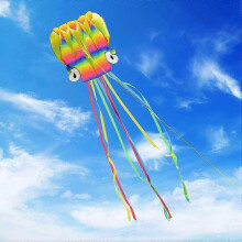 (As show, One size) Single Line Kite 5M Large Octopus Kite Large Easy Rainbow Kite with Colorful Long Tails for Adult Games and Outdoor Activities
