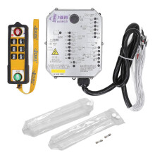 (As show, One size) Single Handle Industrial Crane Remote Control Electric Hoist Controller Receiver Set with LED Light AC 380V