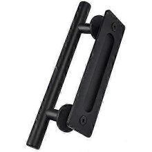 (As show, One size) Vintage Barn Door Handle - Black Stainless Steel Sliding Door Handles - Furniture Door Handles