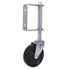 (As show, One size) 4inch Rubber Gate Wheel Spring Loaded Swivel Caster Heavy Duty 110lbs Load Capacity