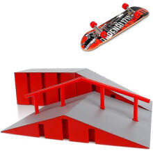 (As show, One size) Fingerboard Skate Park Kit - Ramp Skateboards Training Props for Kids (D)
