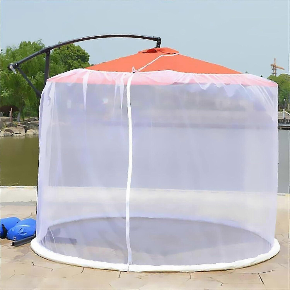 (As Show, One Size) Outdoor Patio Umbrella Mosquito Net Polyester Mesh Netting Portable Foldable Sunshade Mosquito Net Cover With Zipper Fits Outdoor 4631898277128