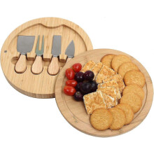 (As show, One size) Bamboo cheese board cheese board for cutting fruit and food ideal for picnics and parties (slices)
