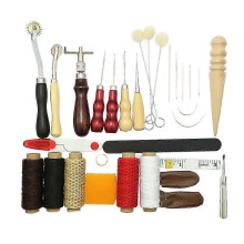 (As show, One size) 31pcs Leather Craft Tool Kit Hand Sewing Stitching Punch Work Saddle