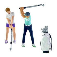 (As show, One size) 3 Pieces 1/64 People Figures with Golf Bag Model Layout Resin Figurine Decor