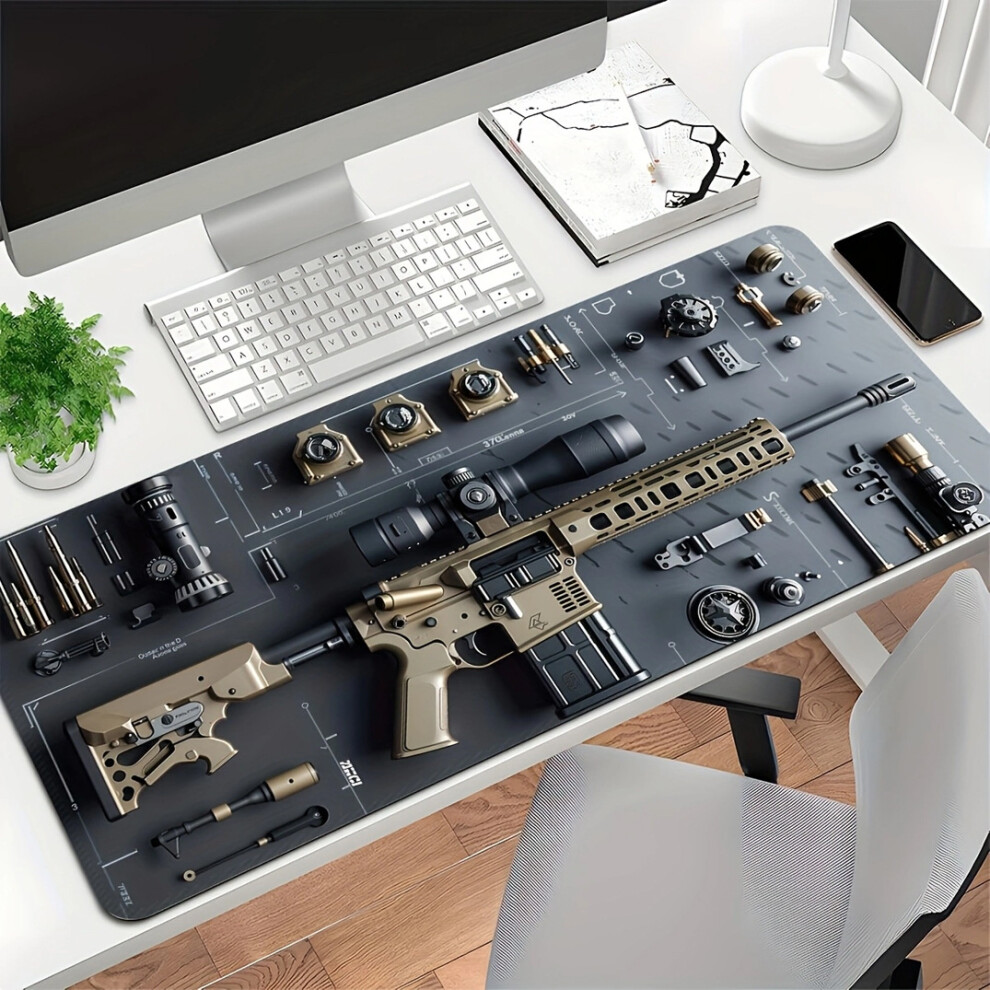 (400*900*2Mm, M416 Gun Mouse Pad) Gun Mouse Pad E-Sports Game Integrated Ip Computer Anti-Slip Desk Pad Black 9452381090322