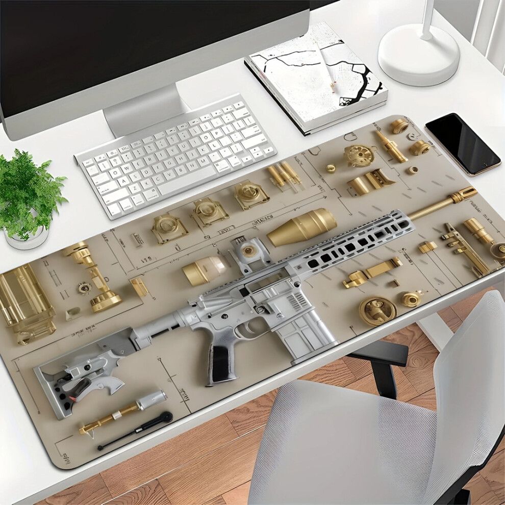(300*800*2Mm, M416 Gun ) Gun Mouse Pad E-Sports Game Integrated Ip Computer Anti-Slip Desk Pad Golden/Black 9452381090254