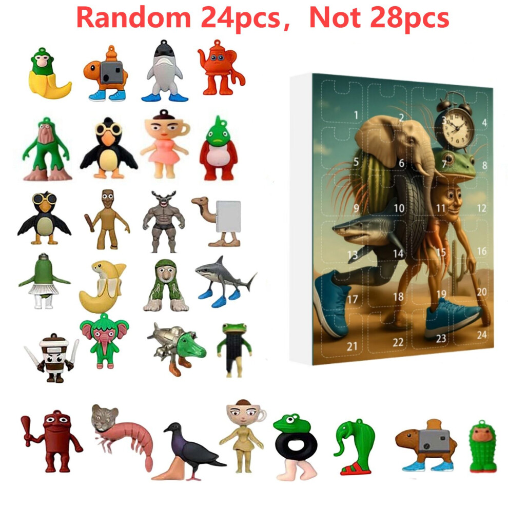 Topsrjyl (D Silicone Figure) 2025 Italian Brainrot Advent Calendar Tung Tung Tung Sahur Tralalelo Tralala Christmas Countdown Advent Calendar Gift 24 Days