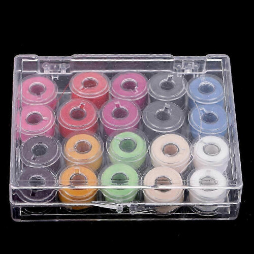 (As show, One size) 20Pcs Sewing Machine Bobbins Spools Threads with Empty Organizer Box Storage 1