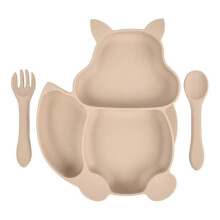 (Beige, One size) Suction for Babies Toddlers Kids Infant - Silicone, with Suction Feature, Divided Design, Microwave, Dishwasher Friendly