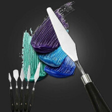 (As show, One size) 5x Wood Handle Metal Palette Knife Spatula Oil Texture Acrylic Painting Art Tool