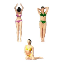 (Sitting, One size) 1:64 Girl Figure Beach Swimsuit Woman Doll People Character Resin Miniature for Train Railway Architecture Model DIY Projects Layout S Scale