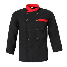 (Black L, One size) Unisex Adults Chef Jacket Uniform Long Sleeves Double-Breasted M-3XL