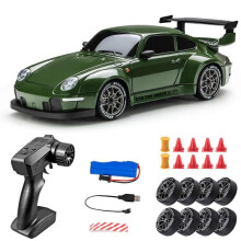 (army green) 1/24 Scale 4WD RC Drift Car with 2 Speed Modes, LED Lights & 50m Range