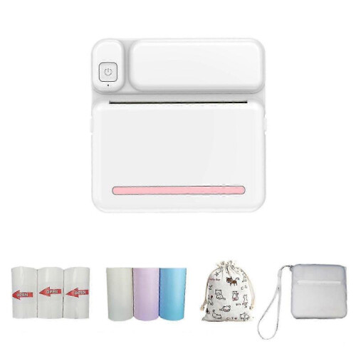 (Pink) Thermal Portable Bluetooth Printers 57mm Mini Wireless Pos Thermal Image Photo Printers For Android Ios Mobile Phone Flye1984 js 1