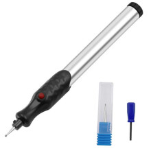 (Silver) Portable Electric Engraving Pen Carving Tools With Diamond Tip For Jewelry Metal Glass Stone Plastic Wood