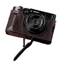 (Deep Brown) Handcrafted Genuine Leather Half Case for Fujifilm X100VI - Easy Battery Access & Tripod Compatible