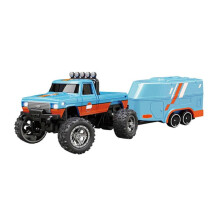 (Blue) 1:64 Scale Mini RC Truck USB Rechargeable Remote Control Car with Trailer js