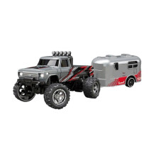 (Gray) 1:64 Scale Mini RC Truck USB Rechargeable Remote Control Car with Trailer js