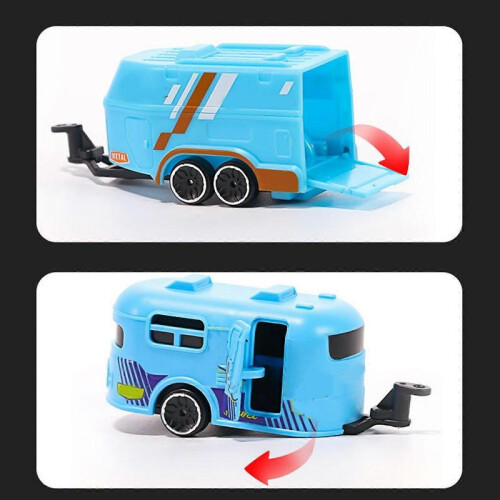 (Blue) 1:64 Scale Mini RC Truck USB Rechargeable Remote Control Car with Trailer js 2