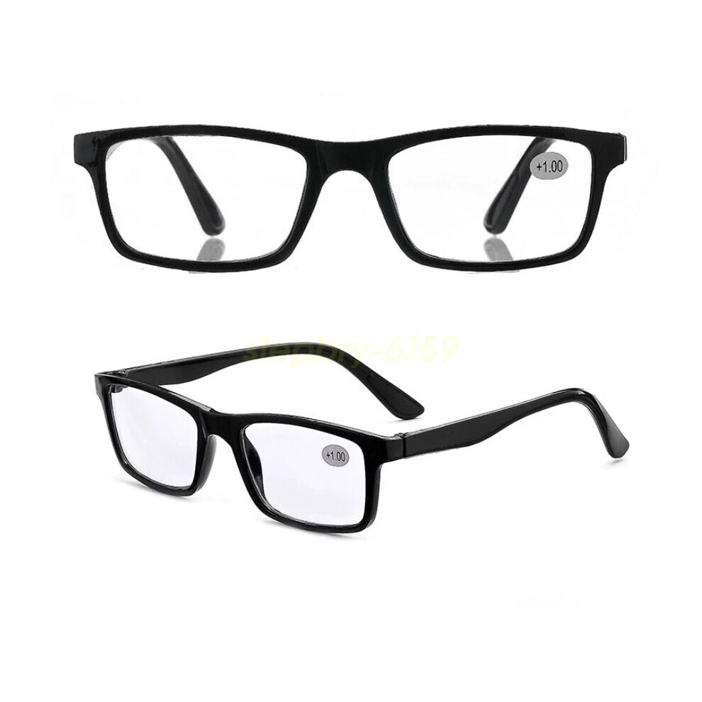(Black, +3.00 strength) 10pcs Resin printed reading glasses with large frames, lightweight+4.0 New-image-OPC-PHJH2KF-NEW