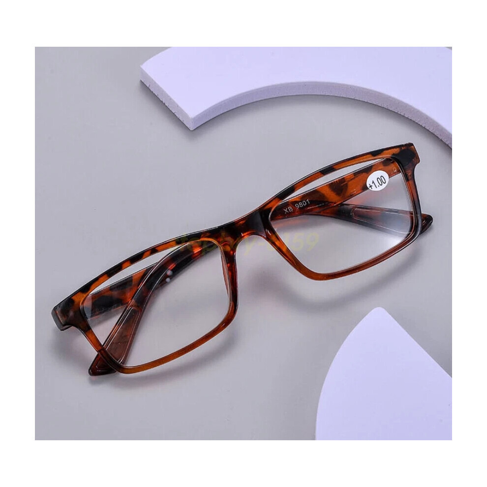 (Leopard, +2.50 strength) 10pcs Resin printed reading glasses with large frames, lightweight+4.0 New
