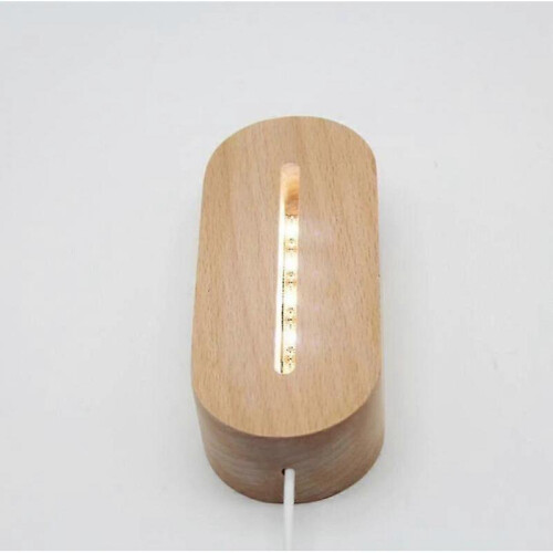 Oval Wooden Base Light Acrylic 3D Led Night Lamp New 1