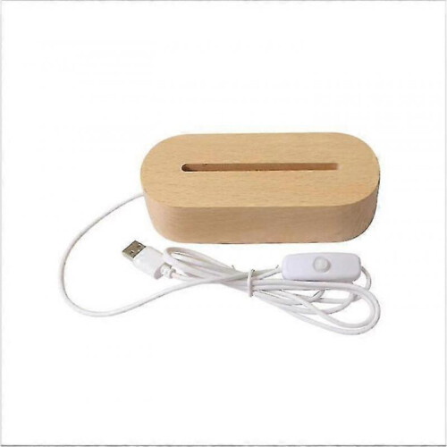 Oval Wooden Base Light Acrylic 3D Led Night Lamp New