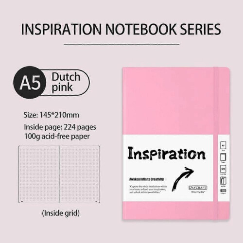 (B, Pink) A5 Hardback Lined Notebook Ruled Notepad Notes Diary Book Customizable Notebook js