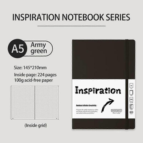 (B, Green) A5 Hardback Lined Notebook Ruled Notepad Notes Diary Book Customizable Notebook js