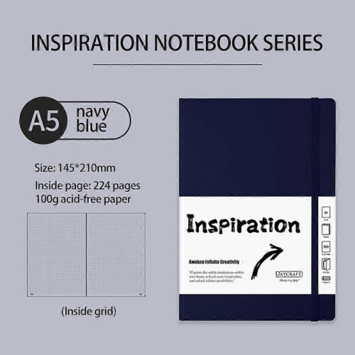 (B, Blue) A5 Hardback Lined Notebook Ruled Notepad Notes Diary Book Customizable Notebook js